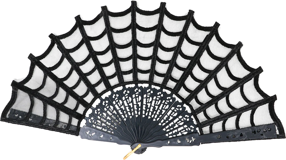 Abanico Gótico Negro de Telaraña