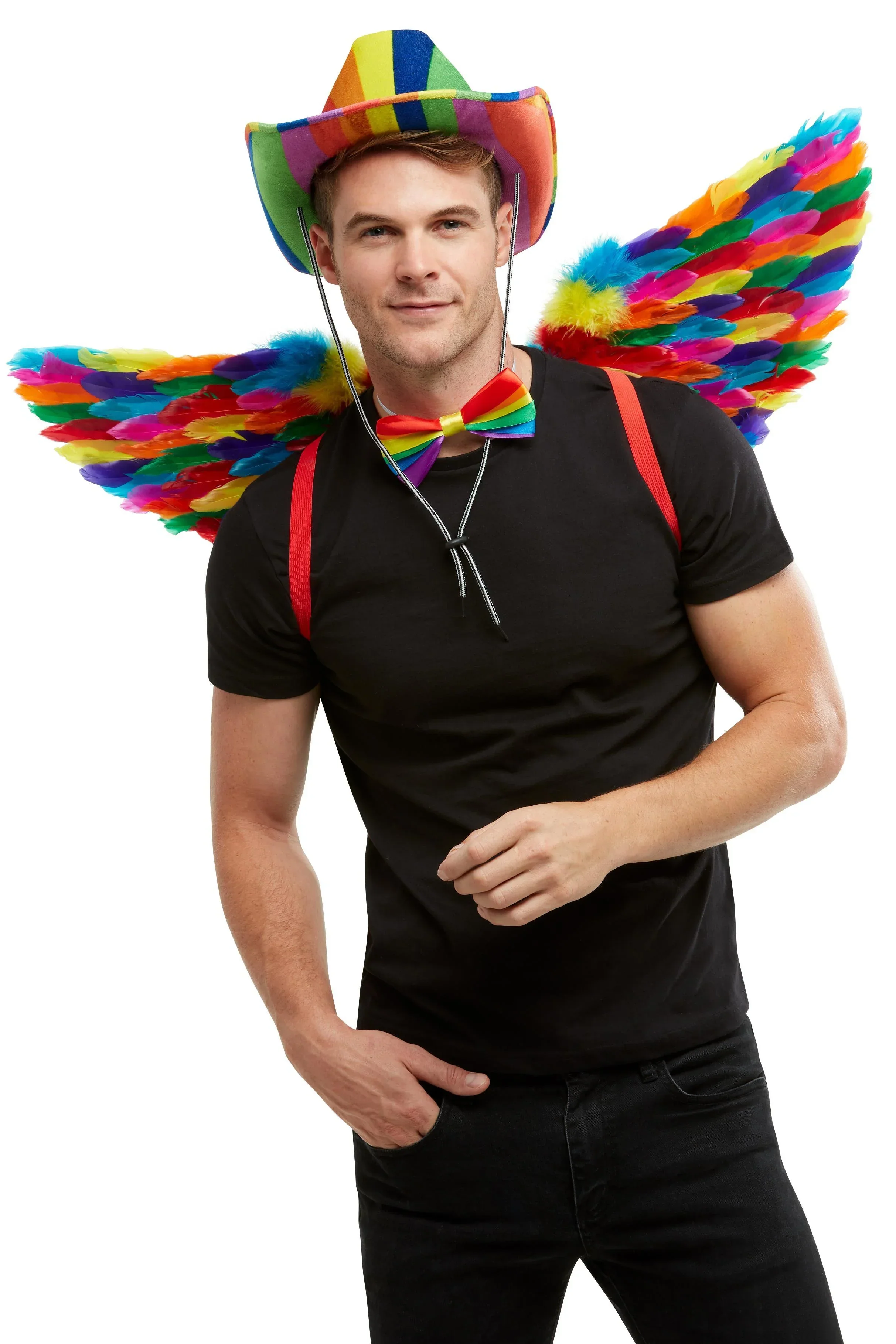 Alas Arcoíris con Plumas de Colores de 80cm