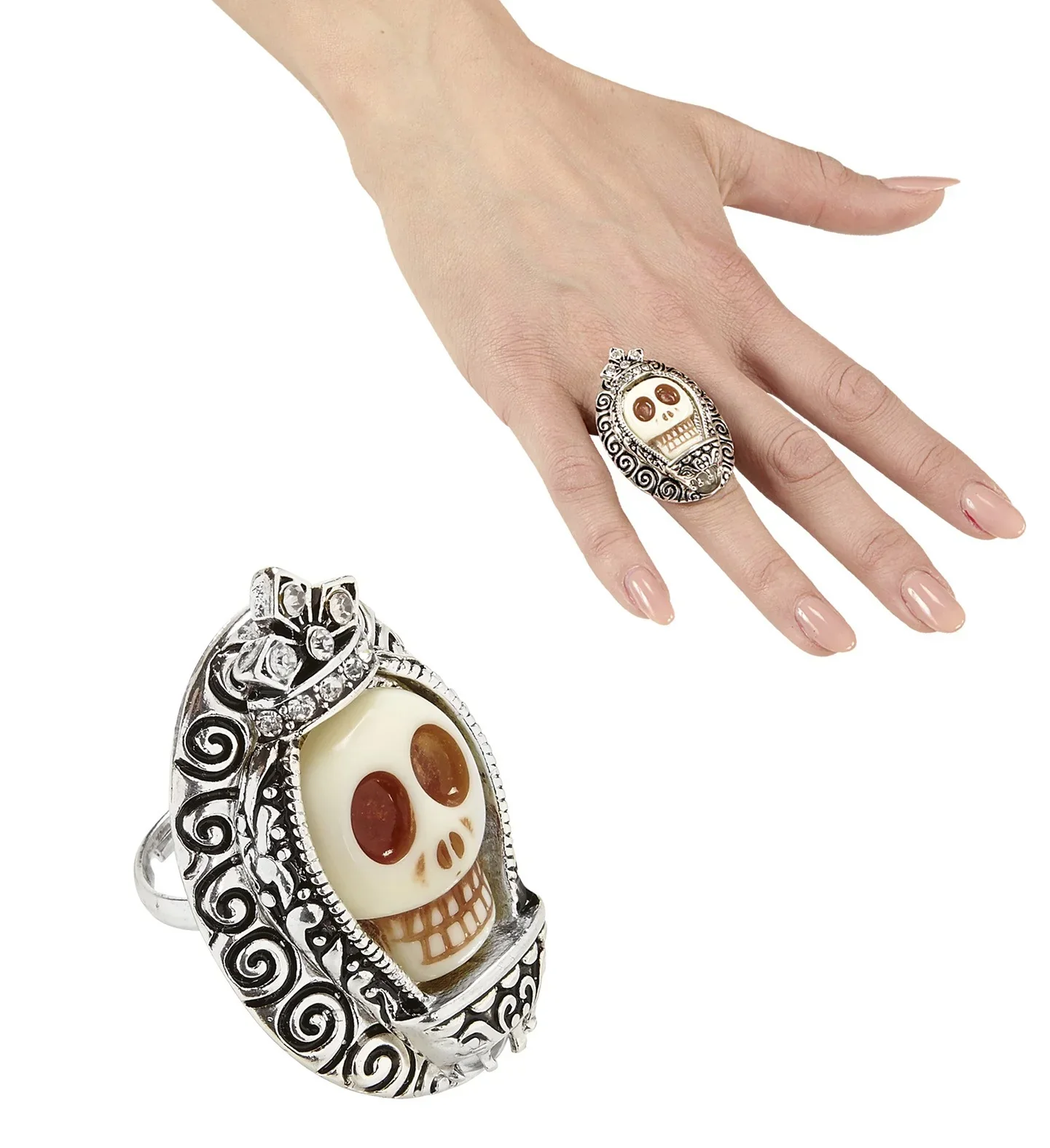 Anillo con Calavera Blanca y Strass - Image 4