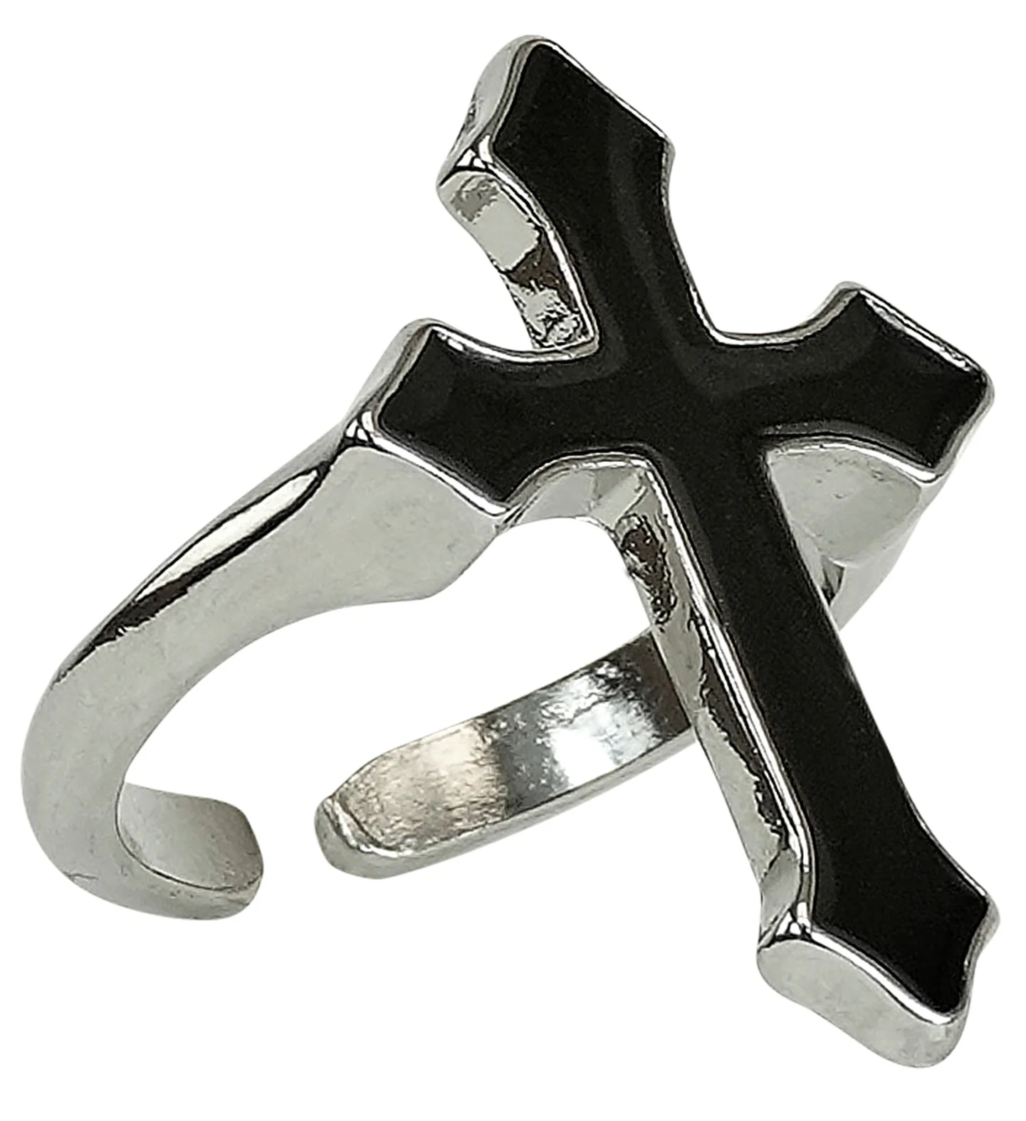 Anillo con Cruz Negra Metálico