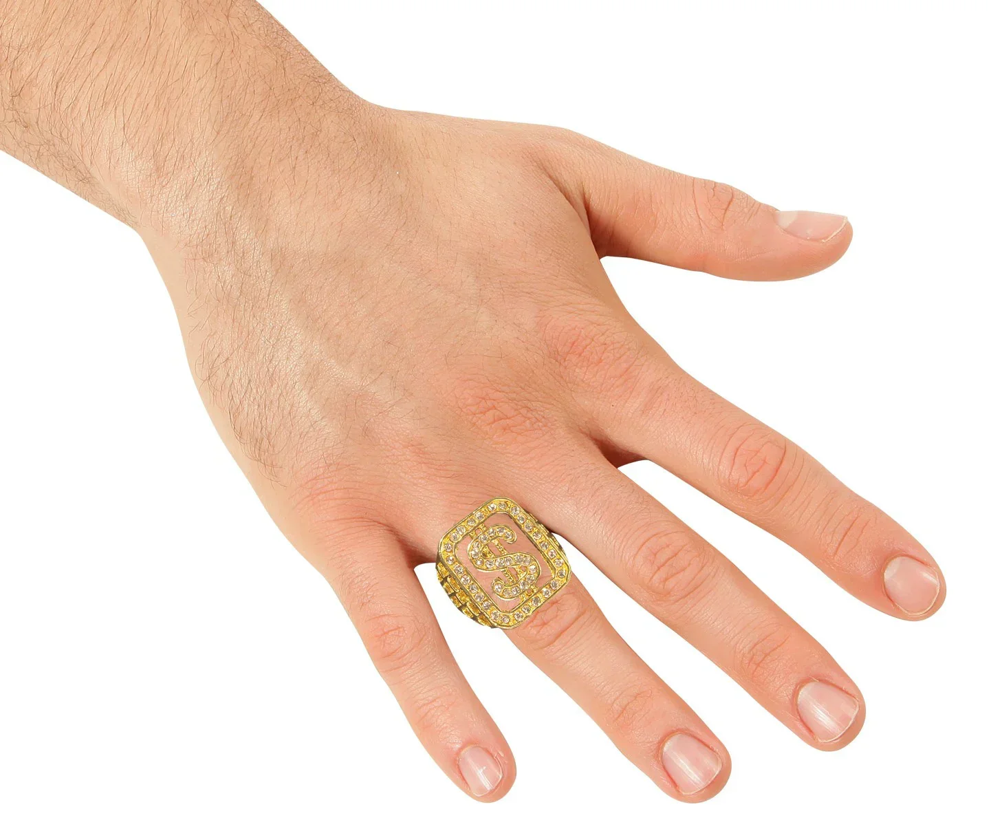 Anillo con el Símbolo del Dólar Dorado con Brillantes - Image 2