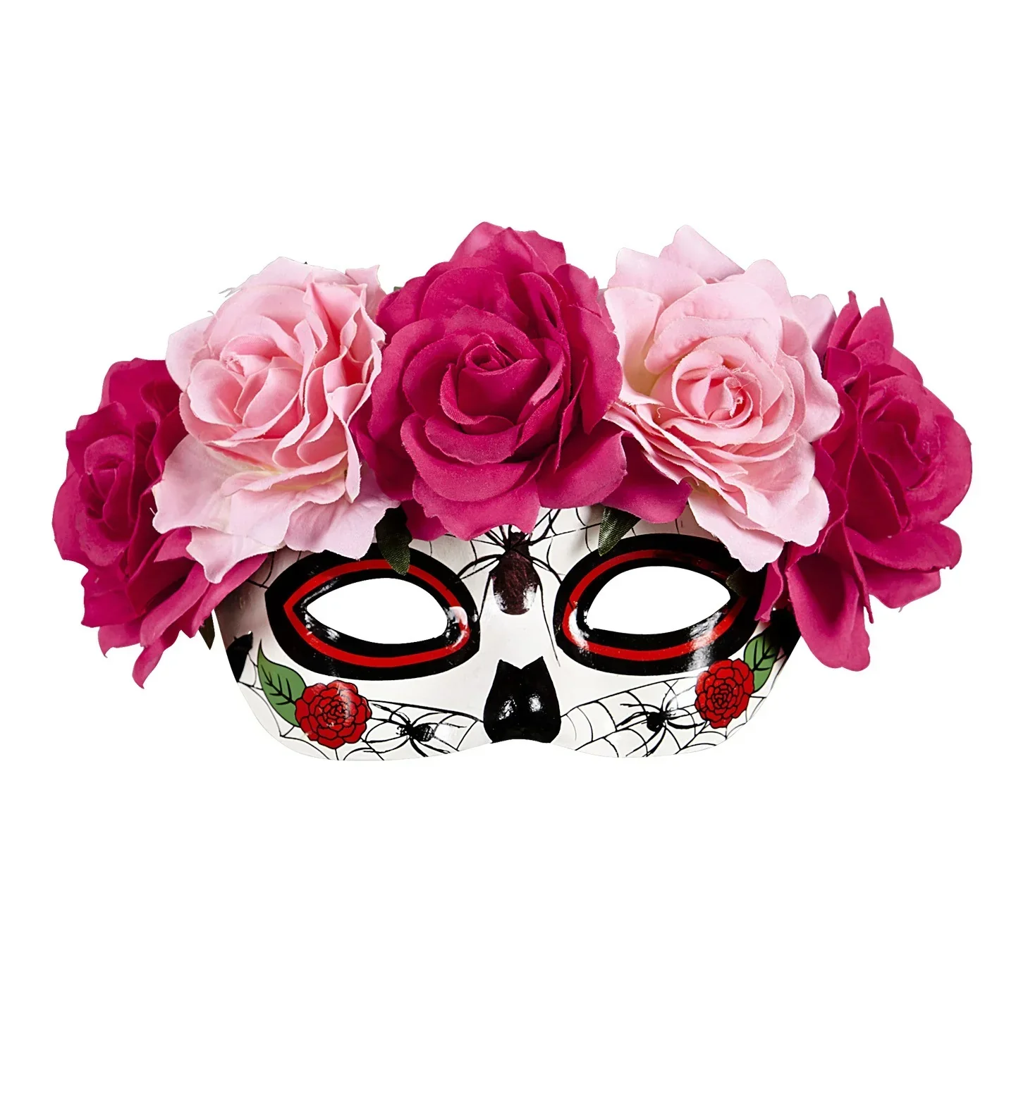 Antifaz de Catrina con Flores Rosas