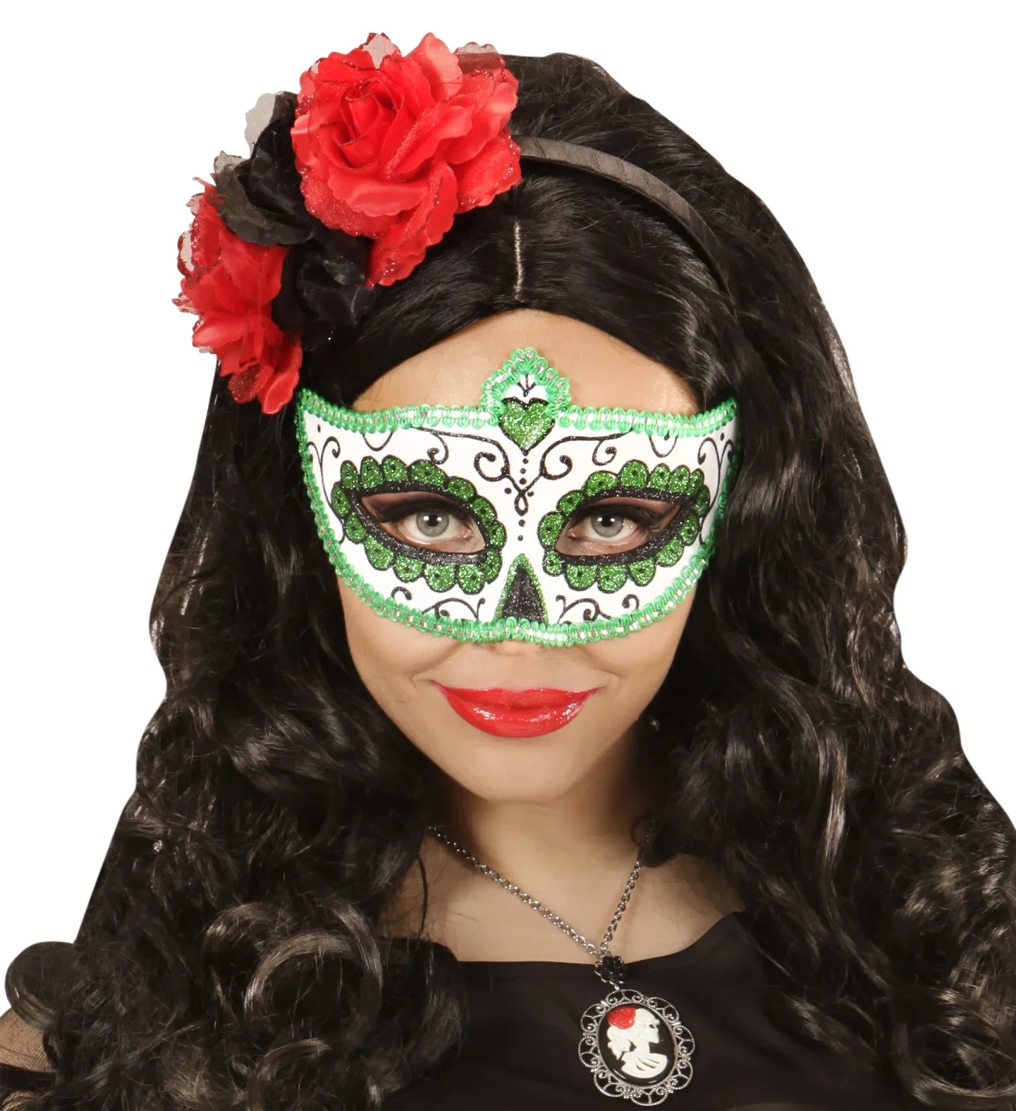 Antifaz de Catrina Muerte Mexicana Verde - Image 2