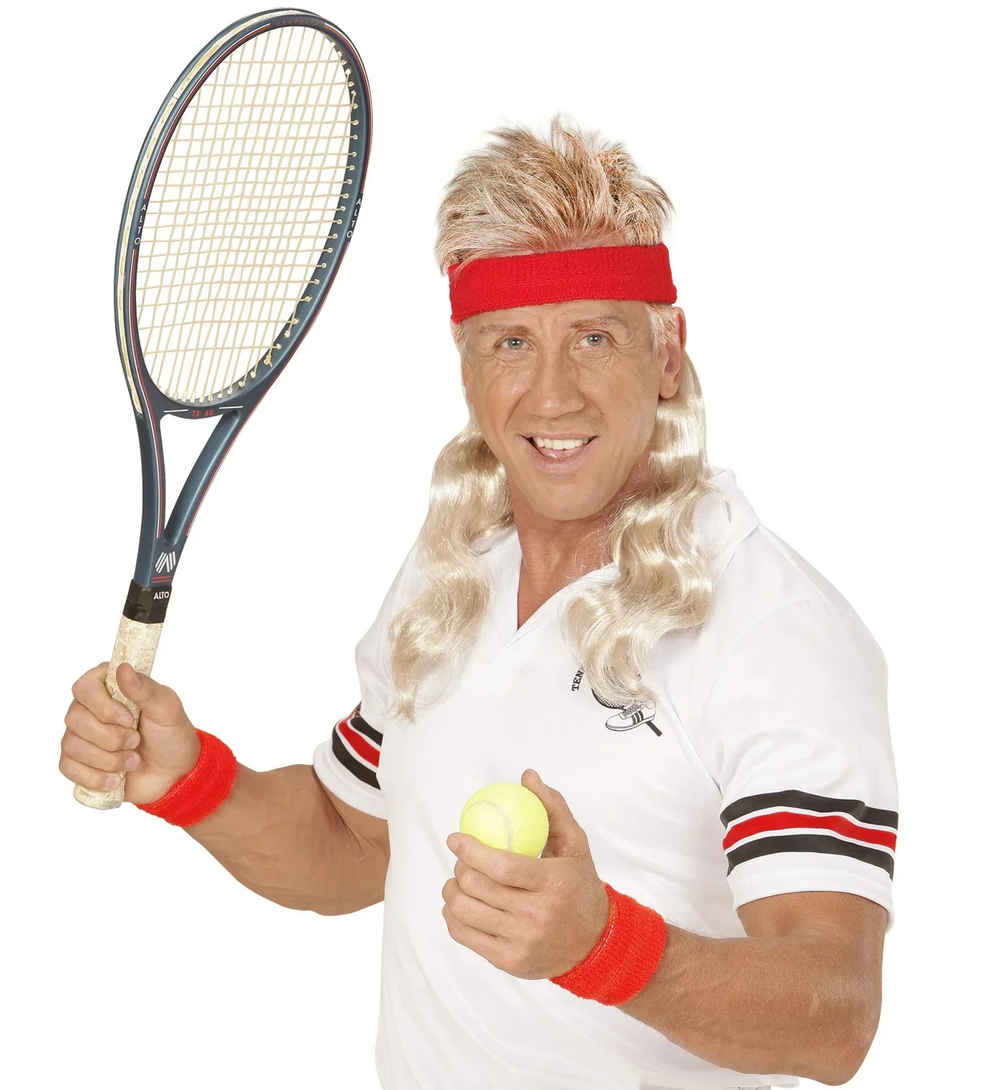 Bandana Roja Años 80 con Extensiones de Pelo Rubio - Image 3