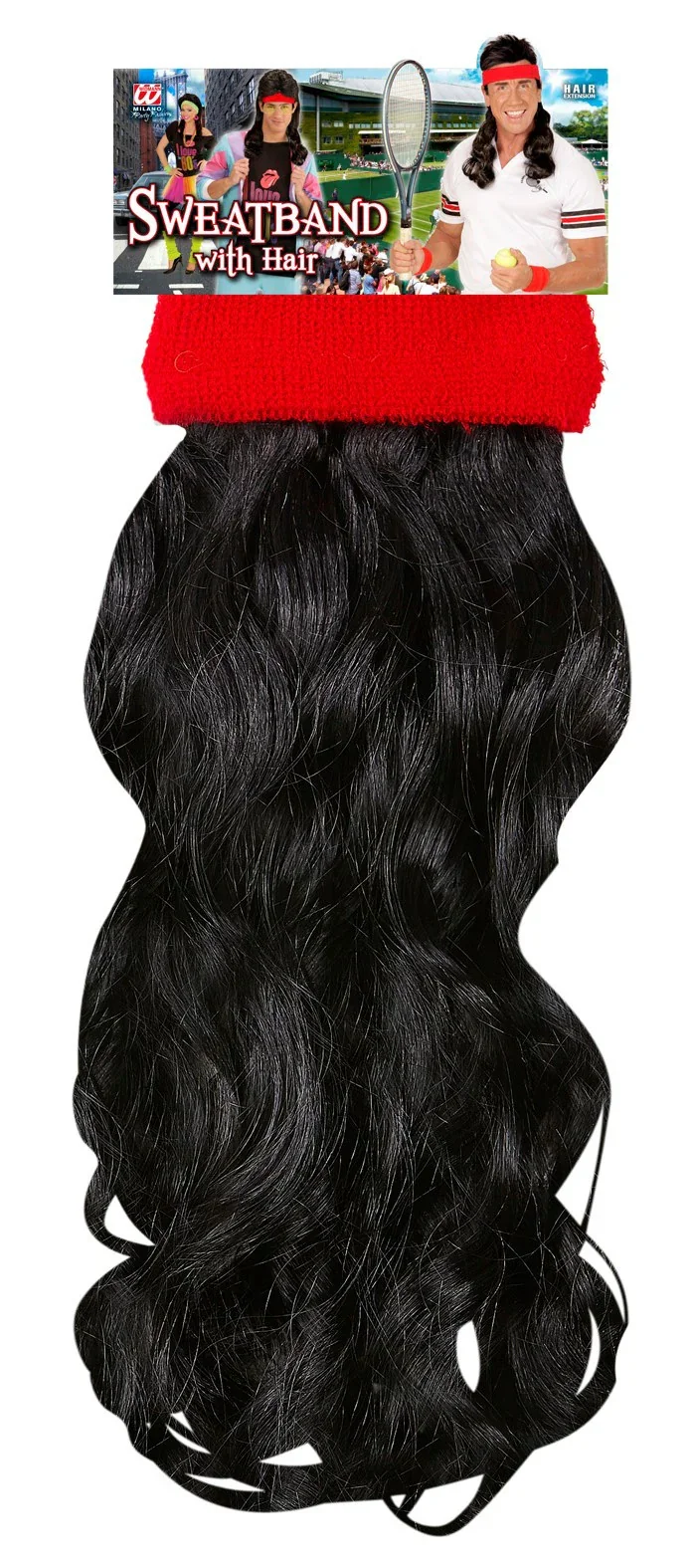 Bandana Roja Años 80 con Extensiones de Pelo Negro - Image 5