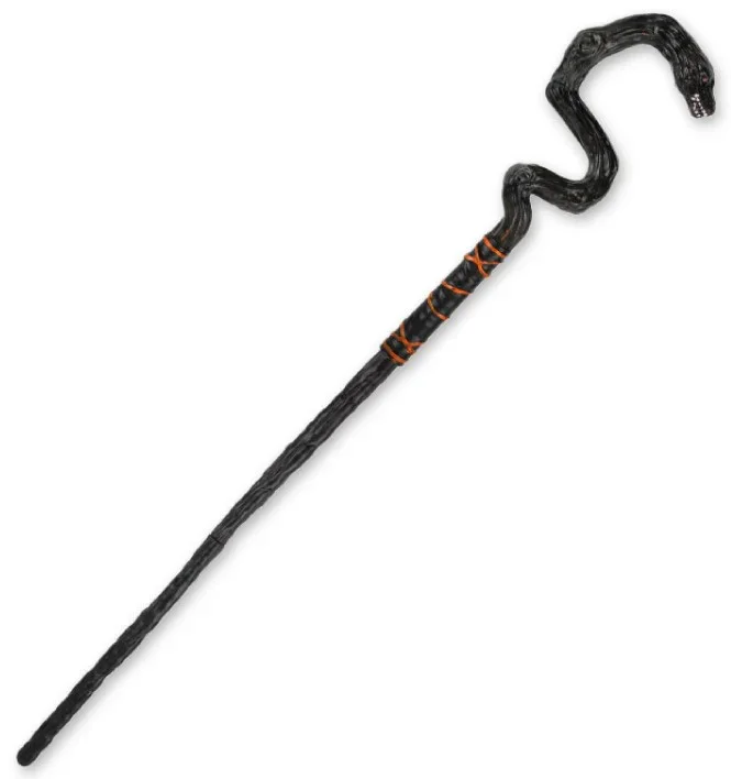 Bastón de Hechicero Negro con Forma de Serpiente