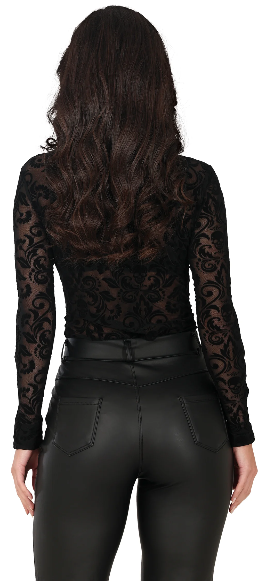 Body Calado Negro con Calaveras para Mujer - Image 2
