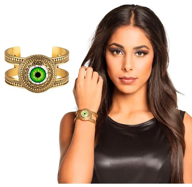 Brazalete Egipcio Metálico con Ojo Verde - Image 2