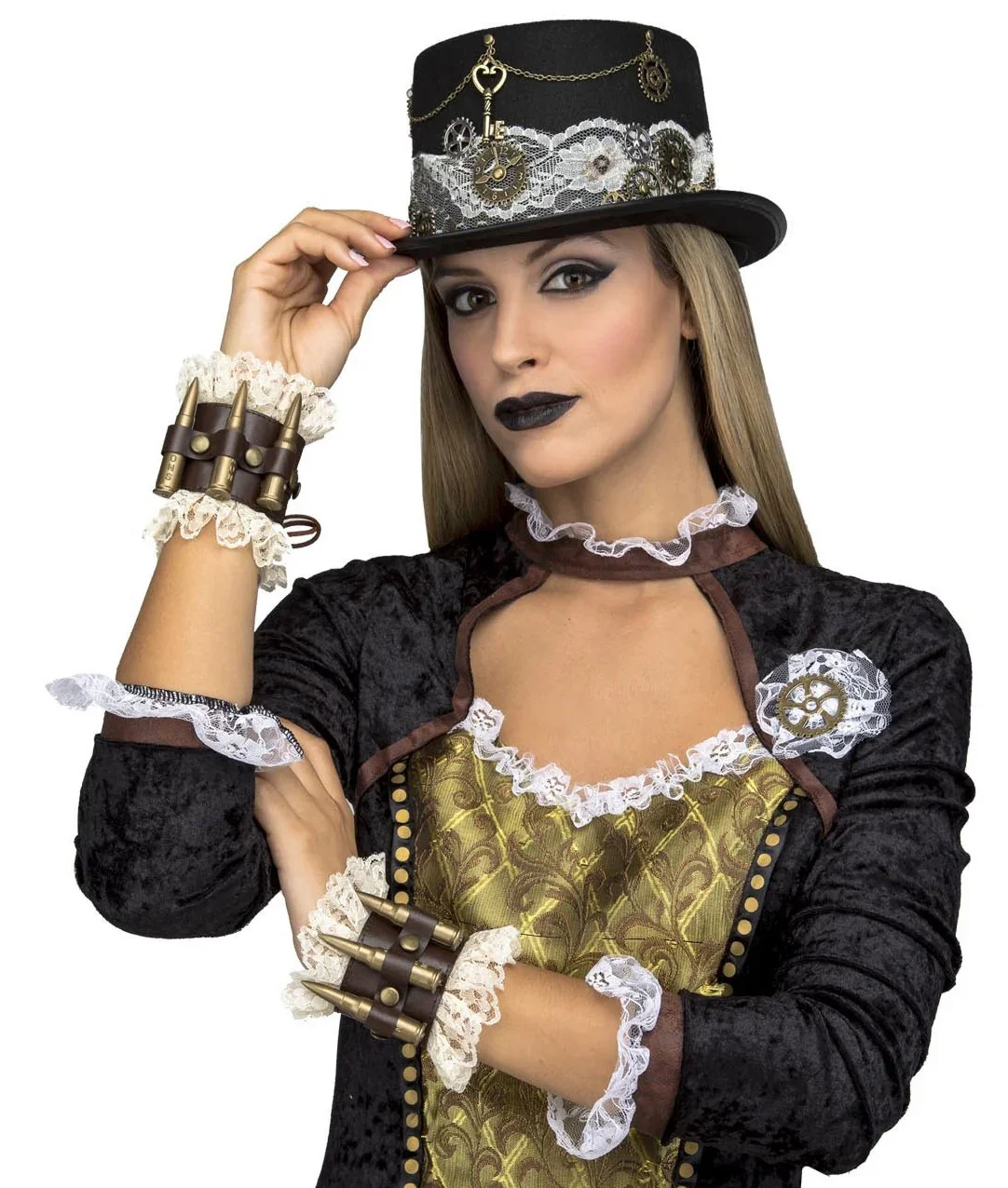 Brazaletes Steampunk con Encaje y Balas - Image 2