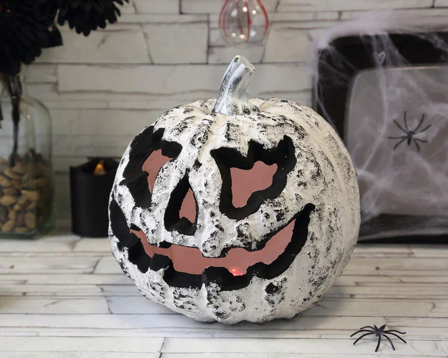 Calabaza Blanca de Halloween con Luz - Image 3