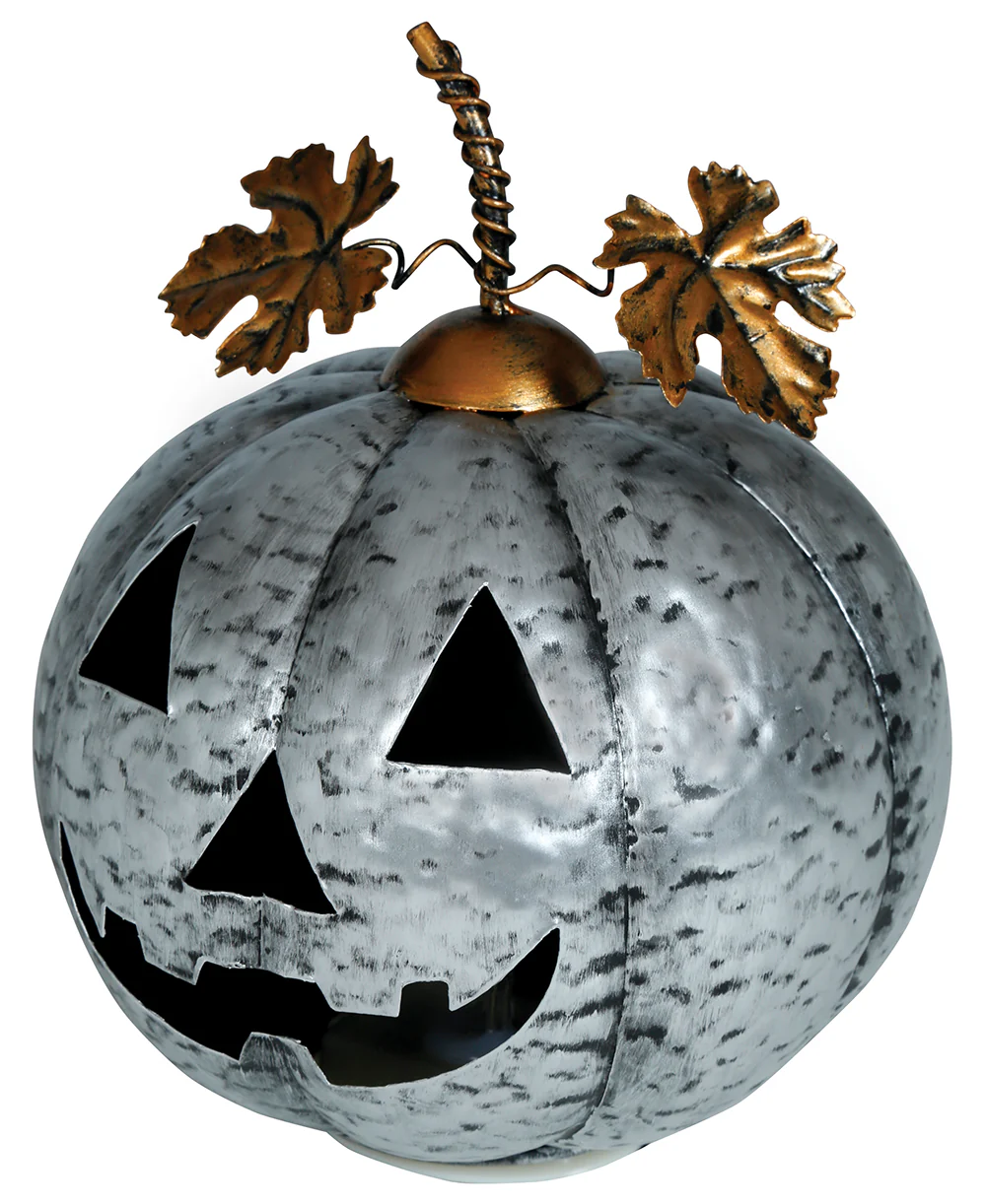 Calabaza Metálica Plateada con Luz - Image 3