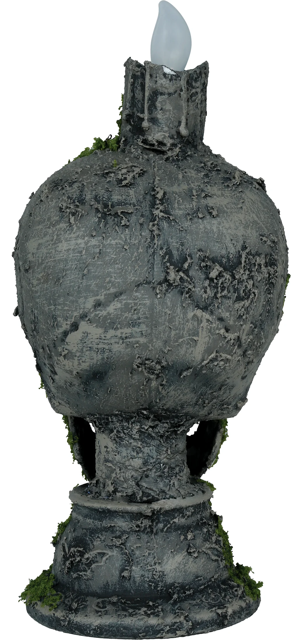 Calavera Gris con Musgo y Vela con Luz - Image 4