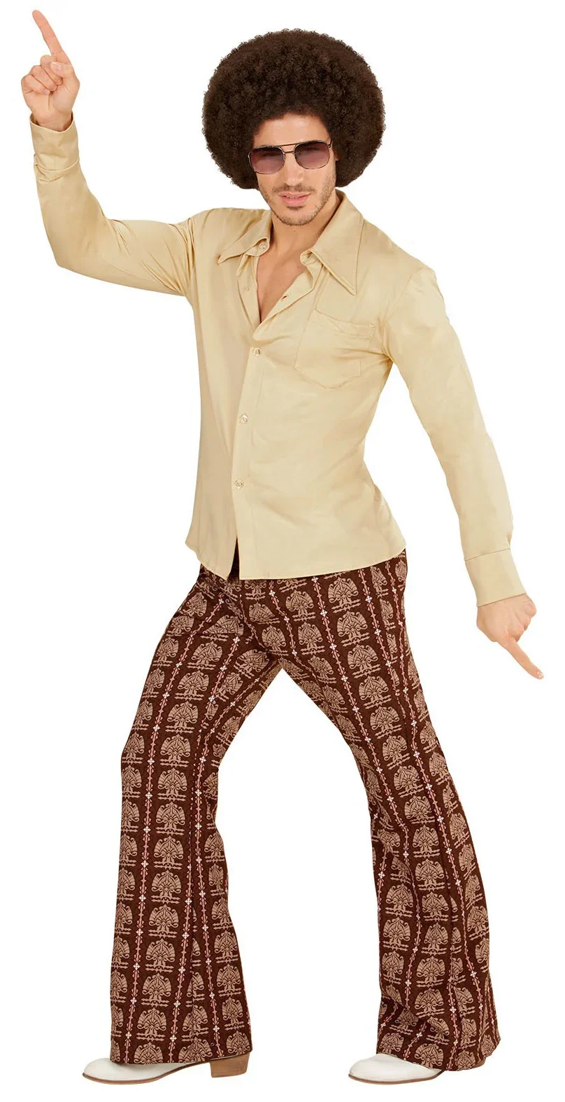 Camisa Disco Años 70 Beige para Hombre - Image 2
