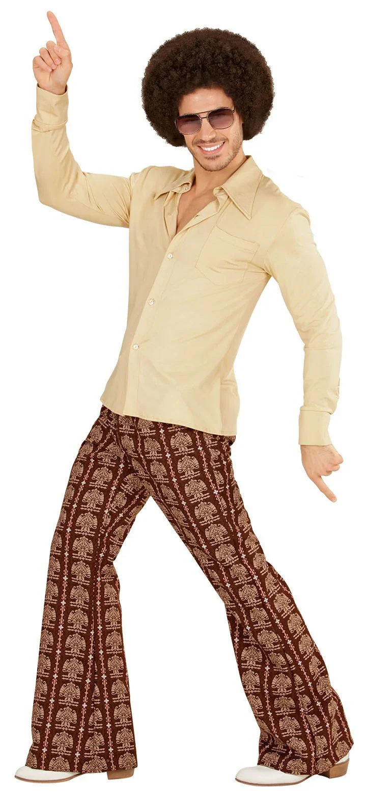 Camisa Disco Años 70 Beige para Hombre - Image 3
