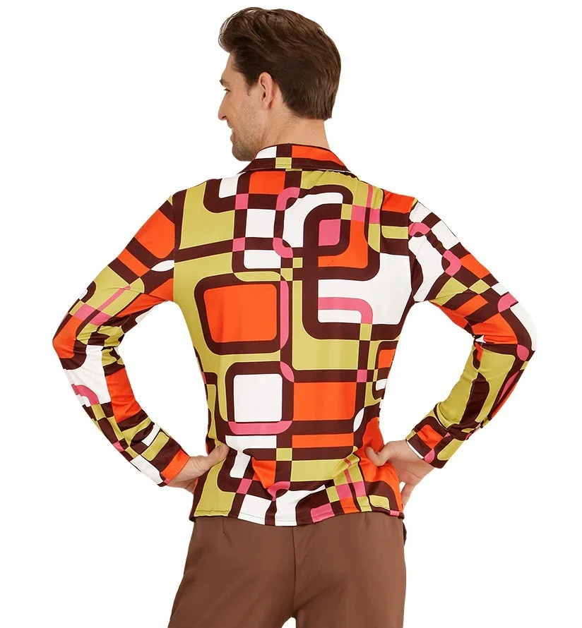 Camisa Disco Años 70 Multicolor para Hombre - Image 2