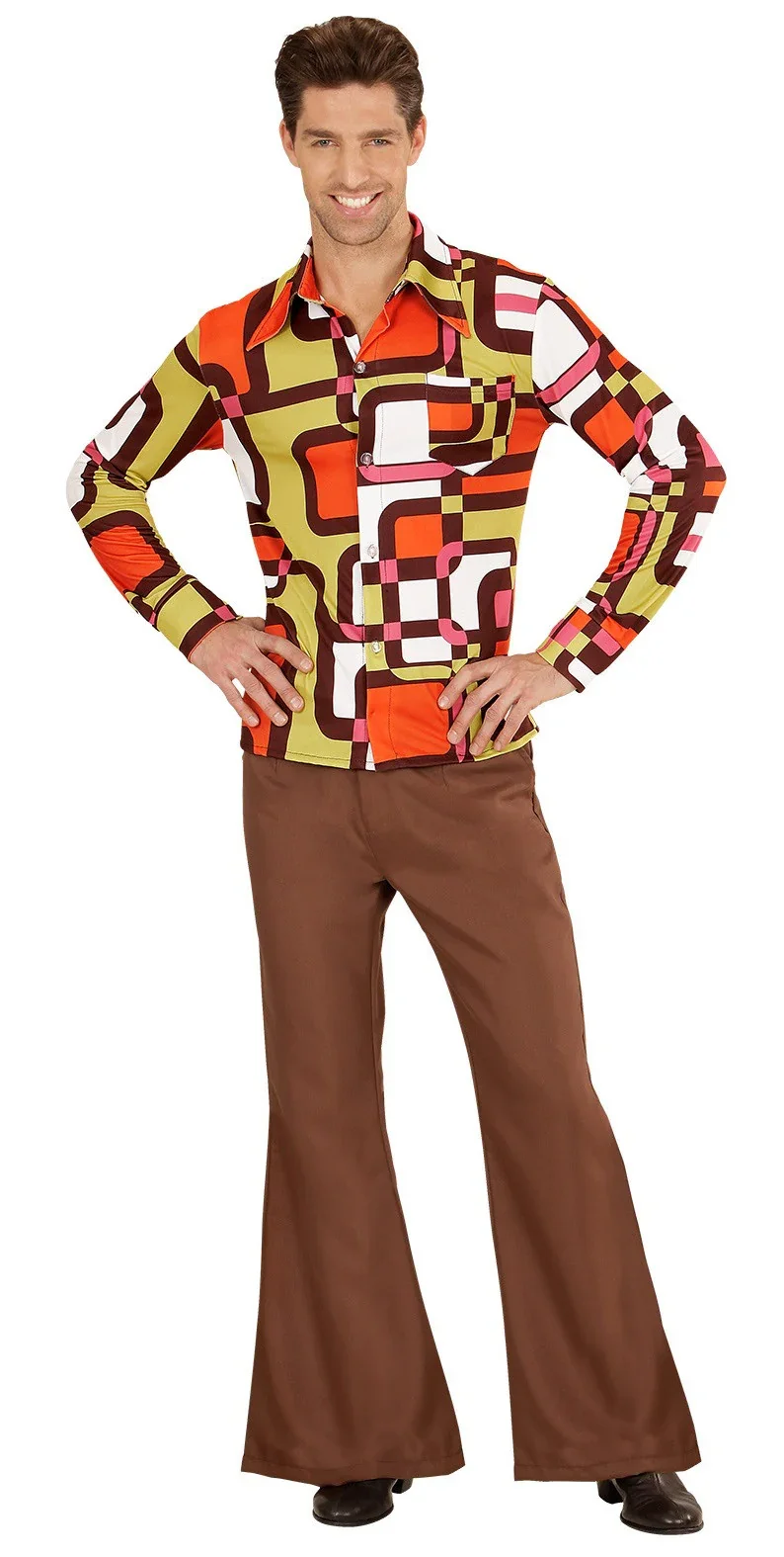 Camisa Disco Años 70 Multicolor para Hombre - Image 4