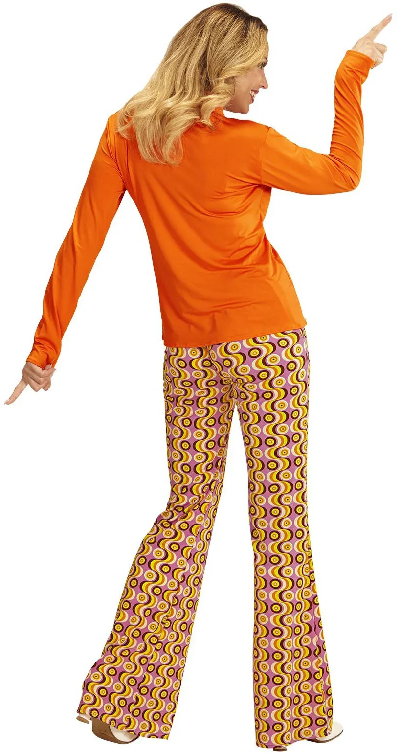 Camisa Disco Años 70 Naranja para Mujer - Image 3