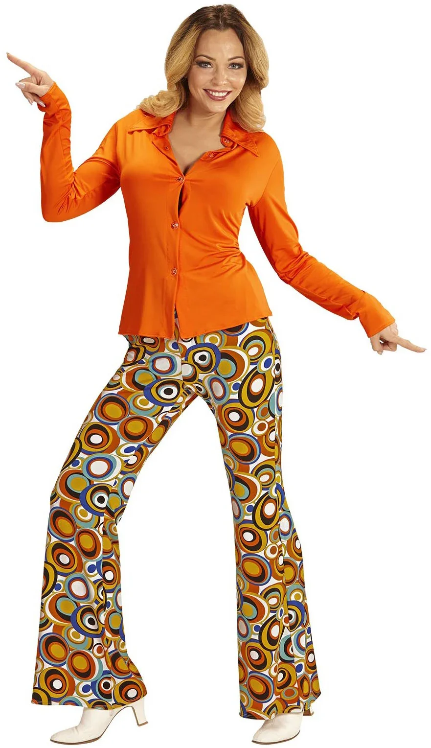 Camisa Disco Años 70 Naranja para Mujer - Image 4