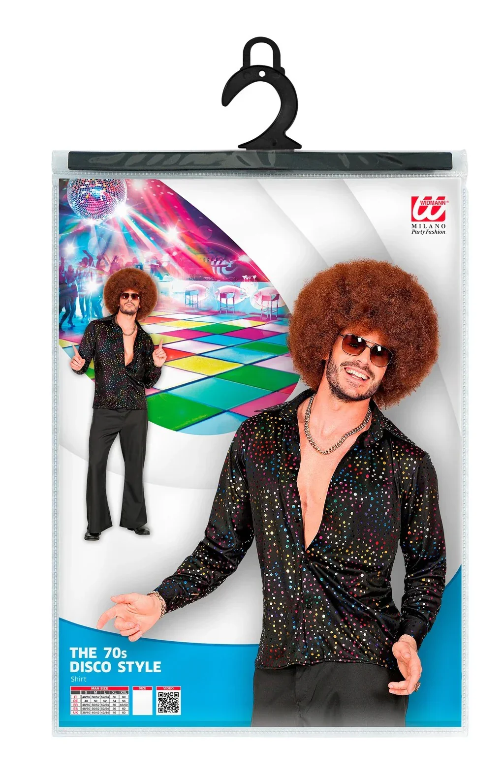 Camisa Disco Negra con Topos de Colores para Hombre - Image 5