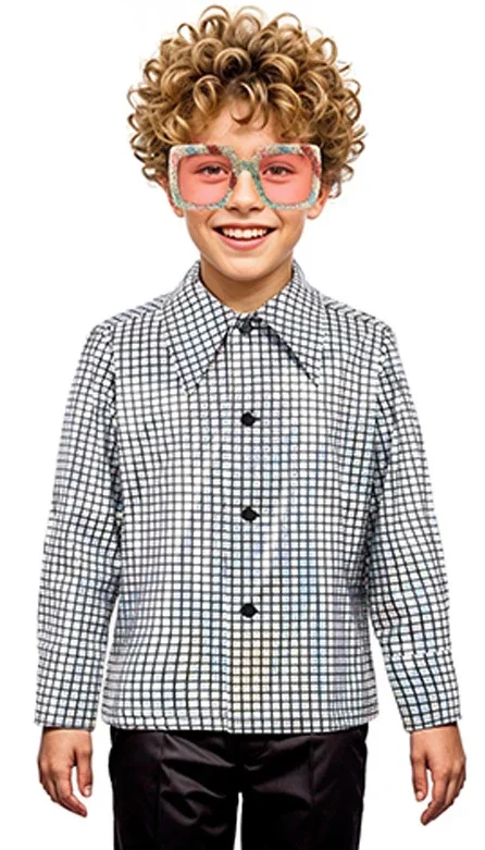 Camisa Disco Plateada con Brillos para Niño