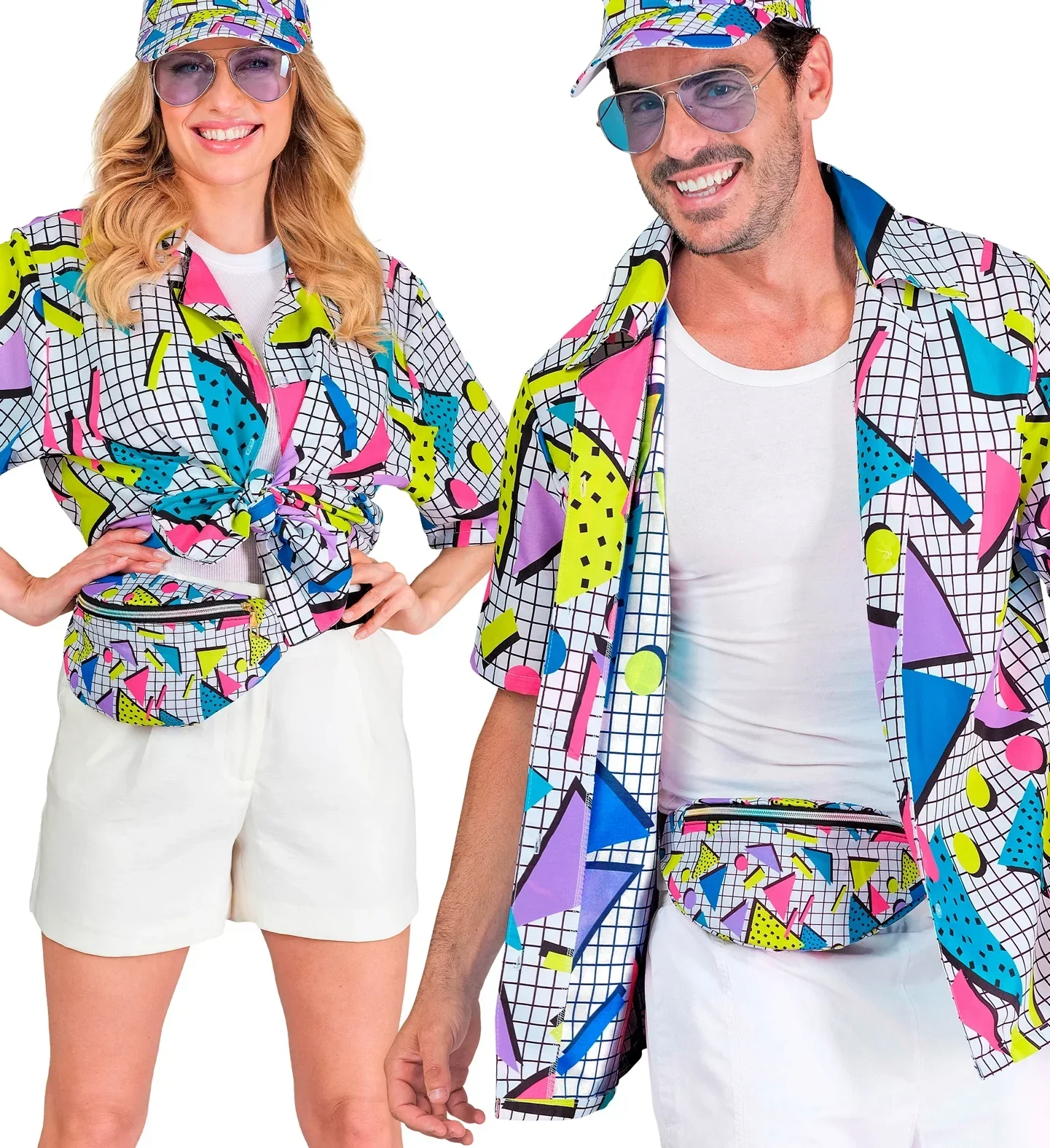 Camisa Funky Años 80 Blanca para Adulto