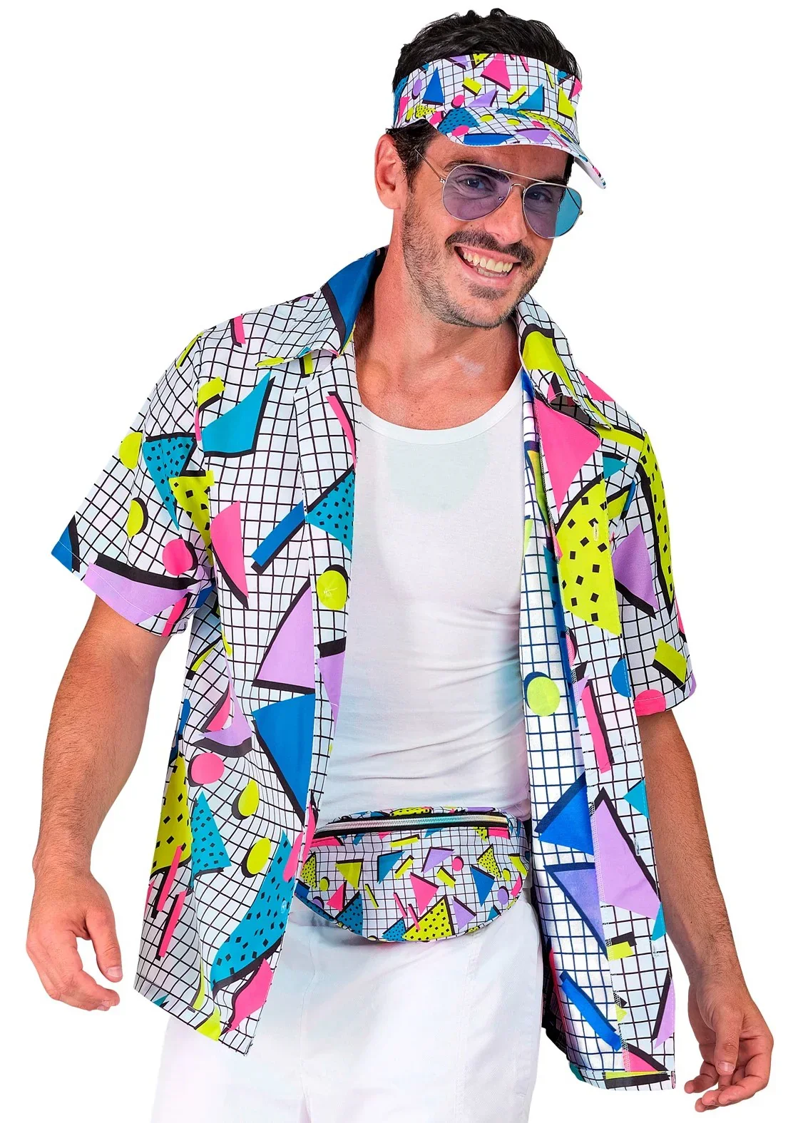 Camisa Funky Años 80 Blanca para Adulto - Image 2