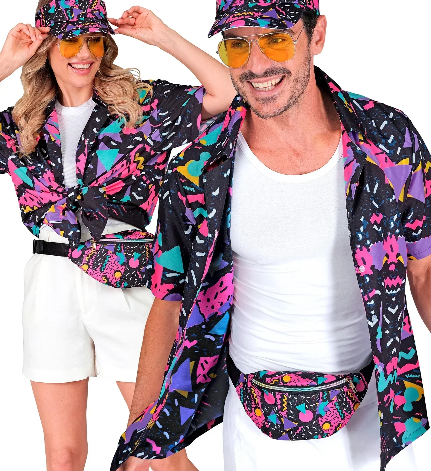 Camisa Funky Años 80 Negra para Adulto