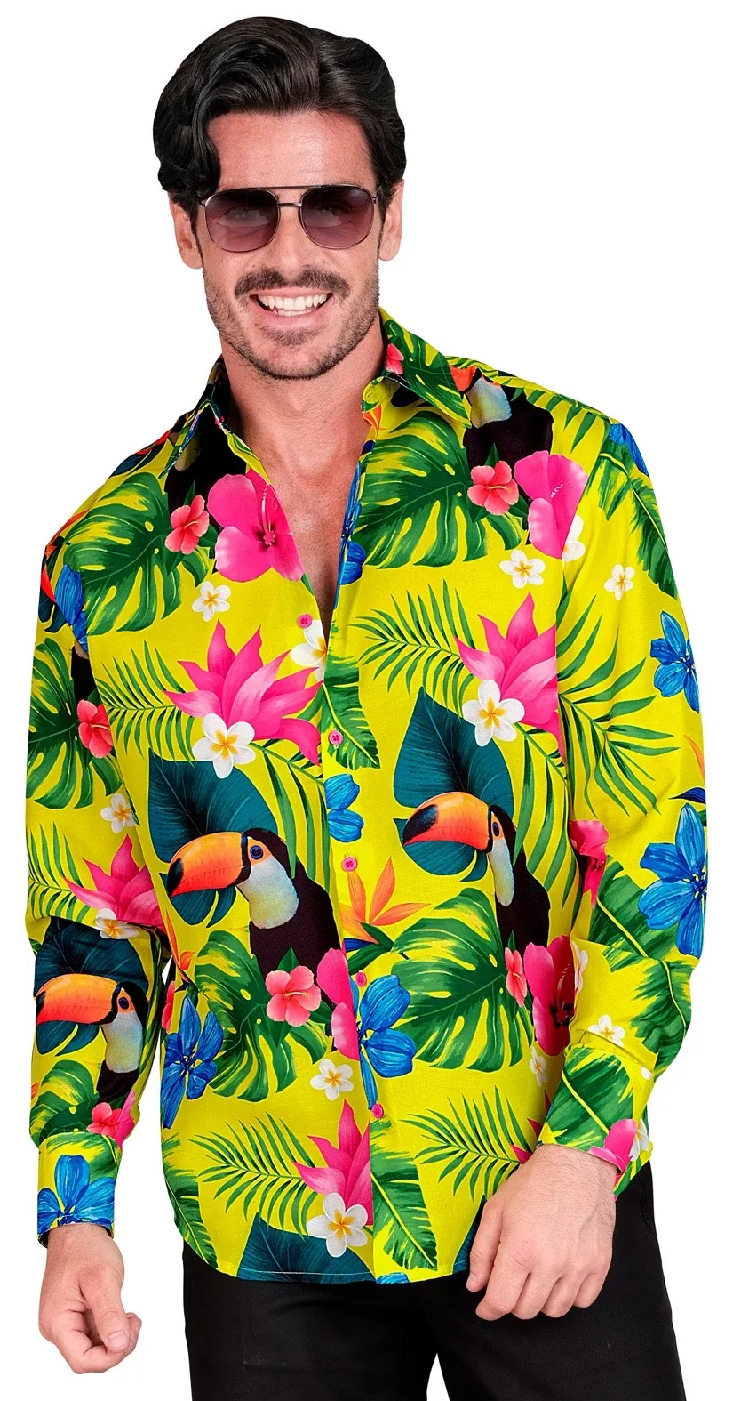 Camisa Hawaiana Tropical Amarilla para Hombre - Image 2
