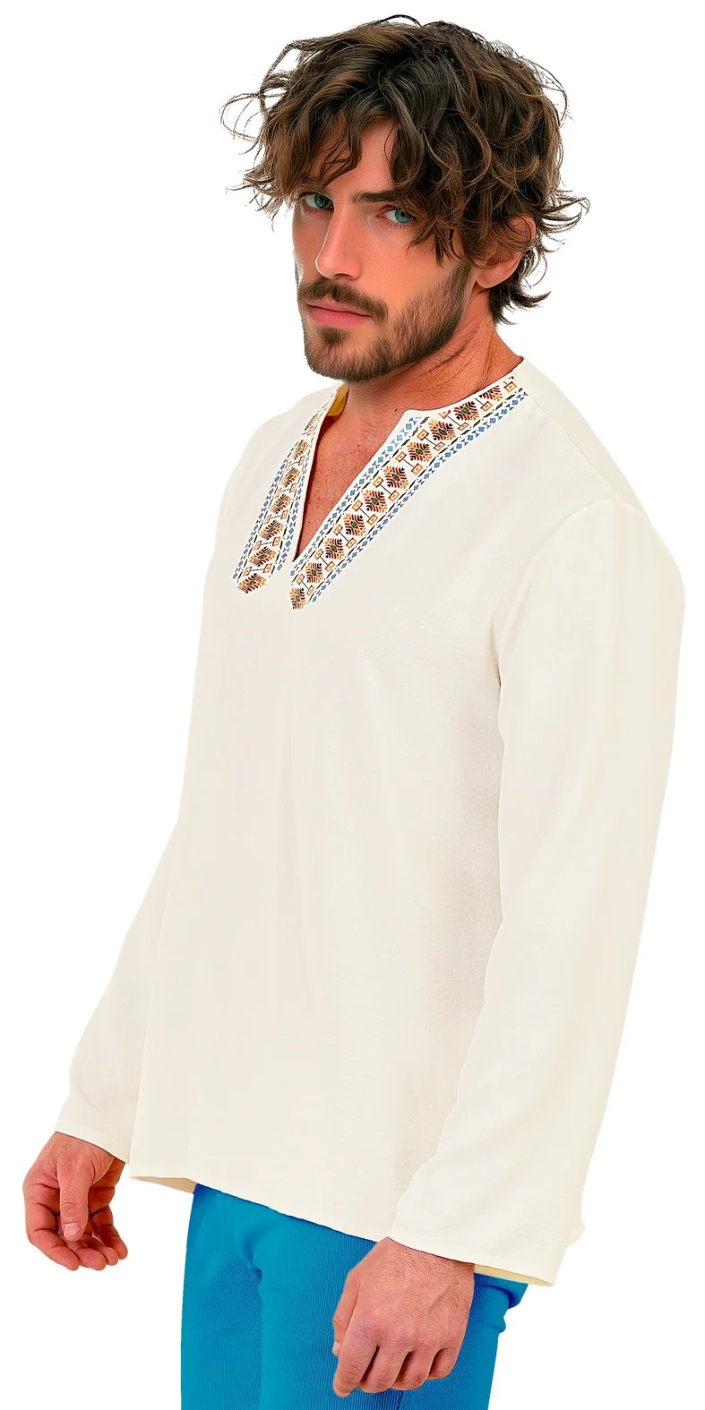 Camisa Hippie Blanca para Hombre - Image 4