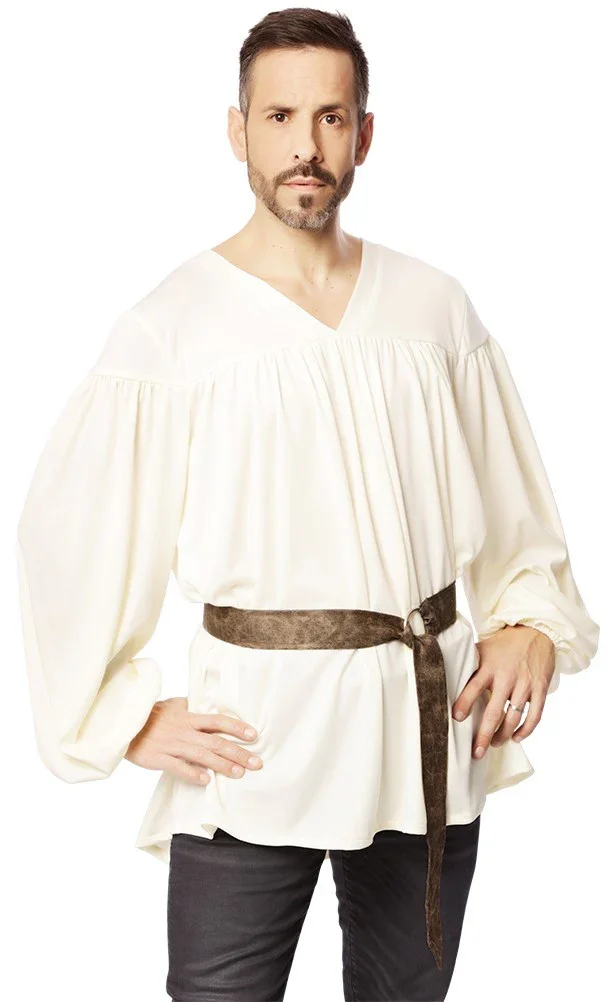 Camisa Medieval Blanca con Cinturón para Hombre - Image 2