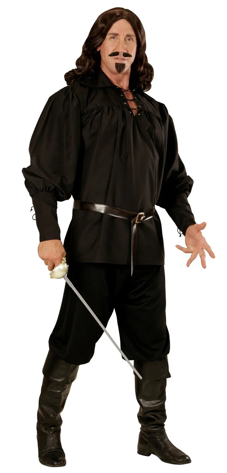 Camisa Medieval Negra para Adulto - Image 2