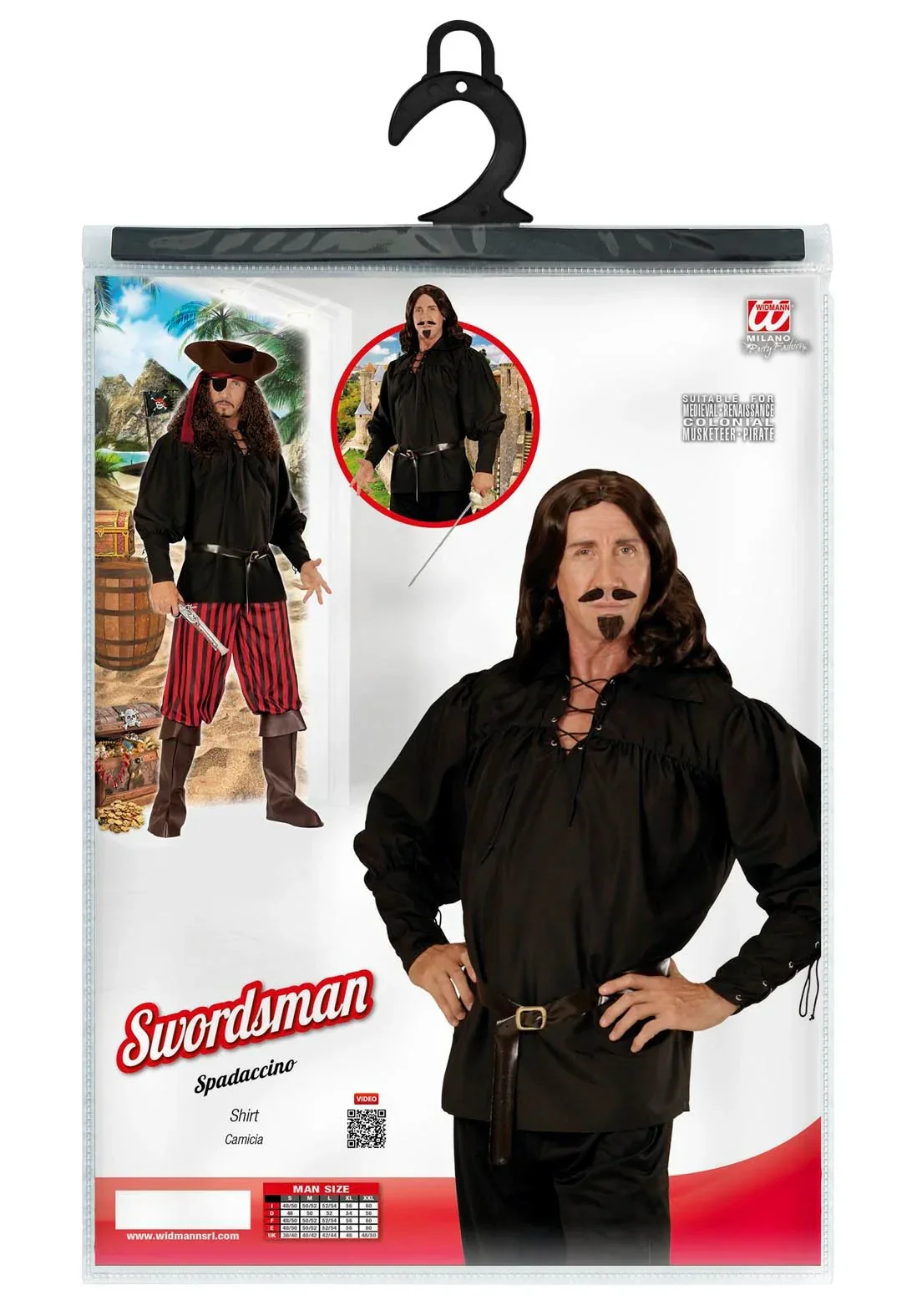 Camisa Medieval Negra para Adulto - Image 5