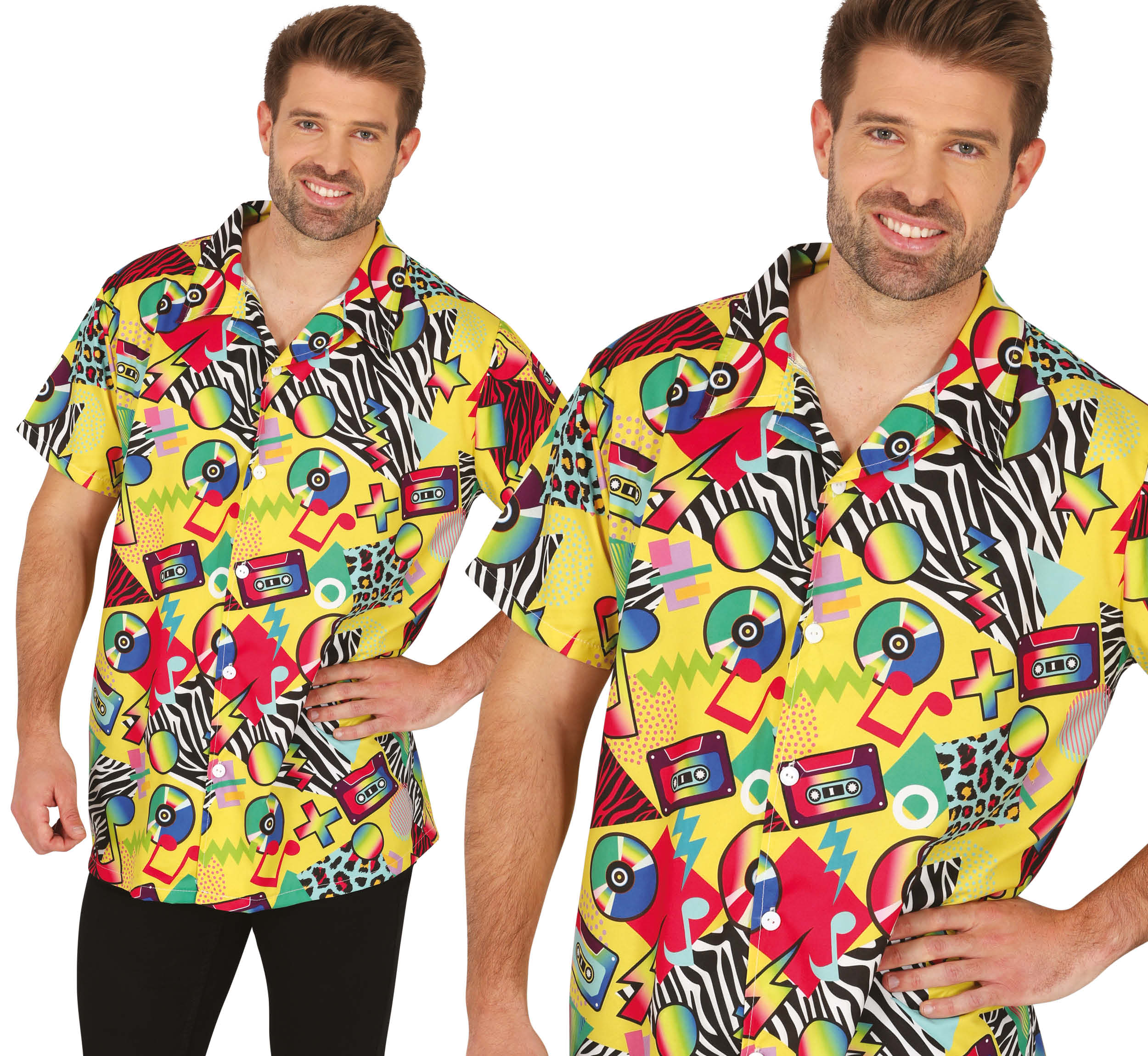 Camisa Multicolor con Estampado '80s para Hombre