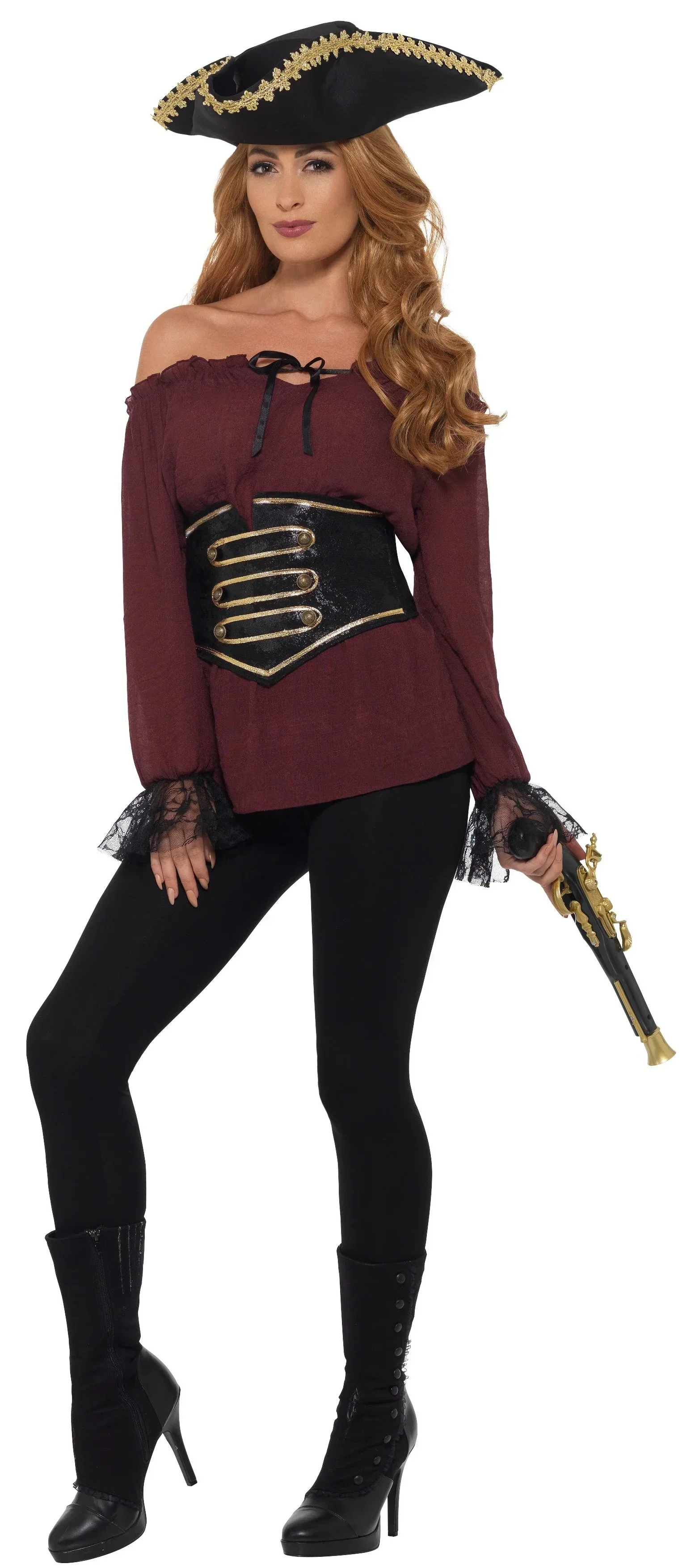 Camisa Pirata Granate con Corpiño para Mujer - Image 2
