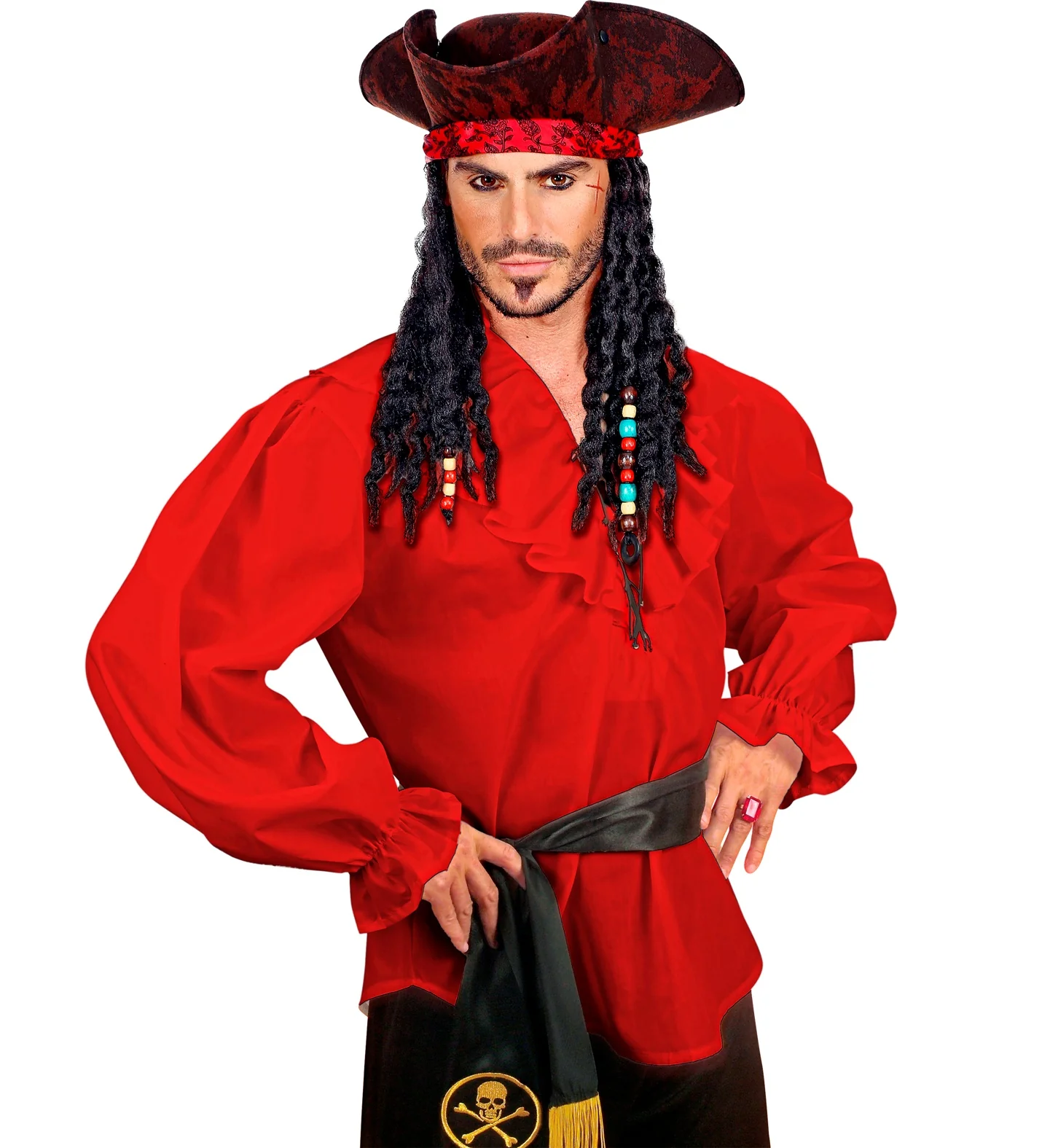 Camisa Pirata Roja para Hombre - Image 3