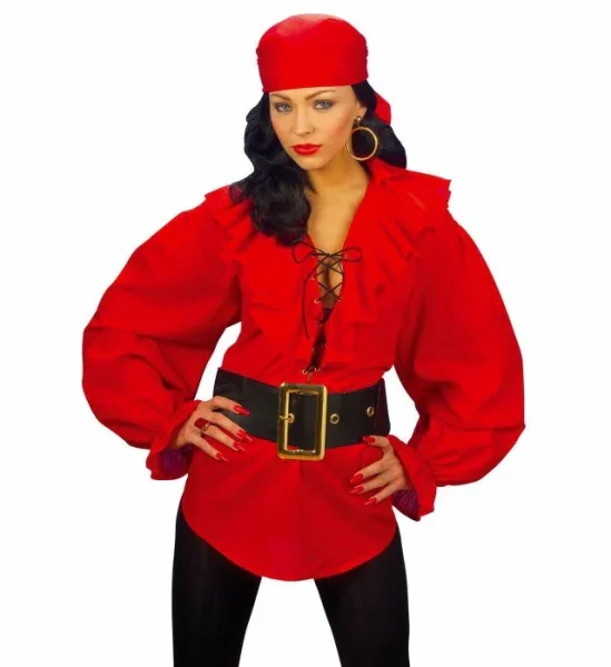Camisa Pirata Roja para Mujer - Image 3