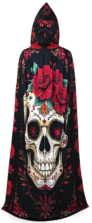 Capa de Calavera Catrina con Capucha para Adulto