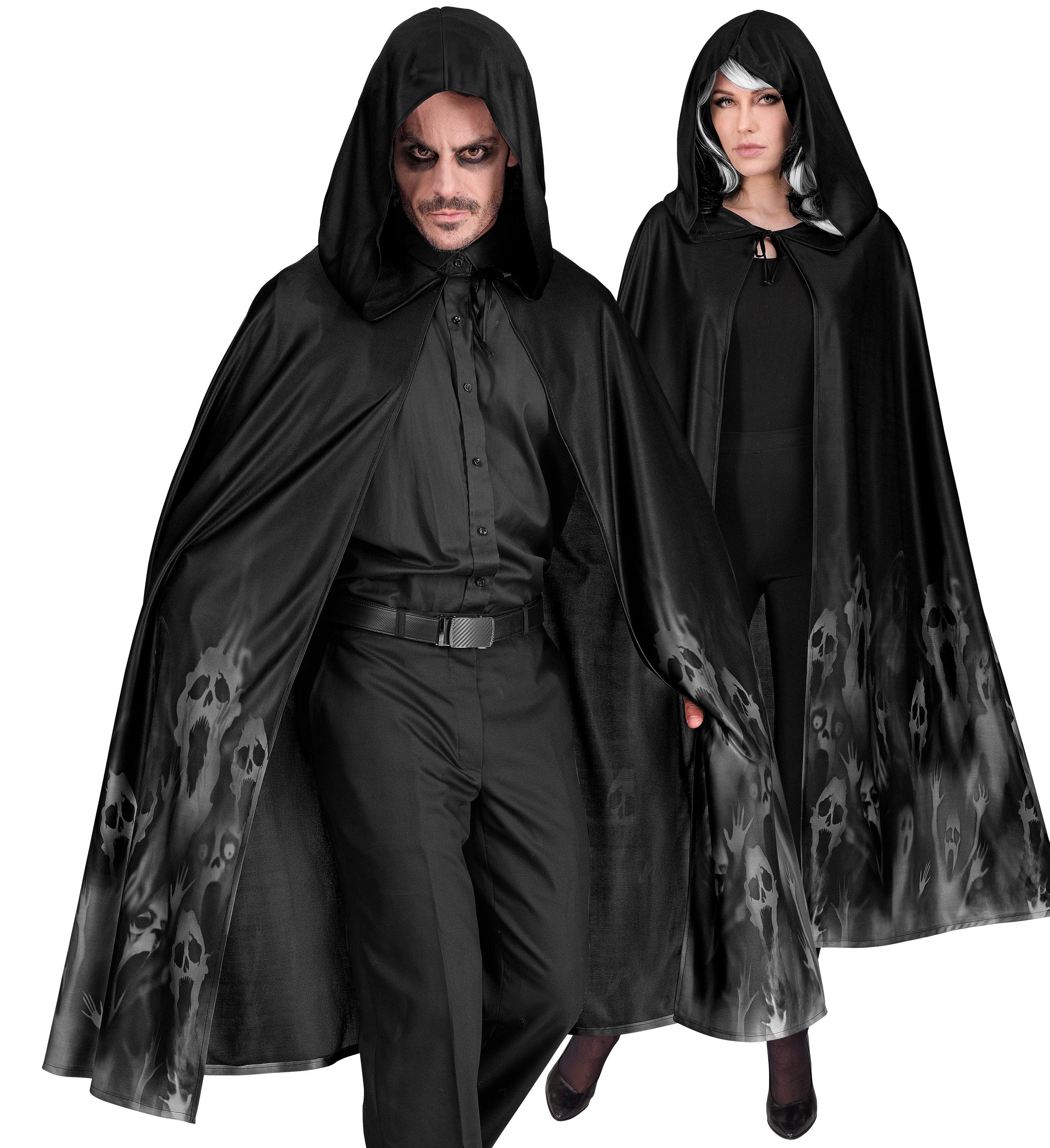 Capa con Capucha Negra con Fantasmas para Adulto - Image 2