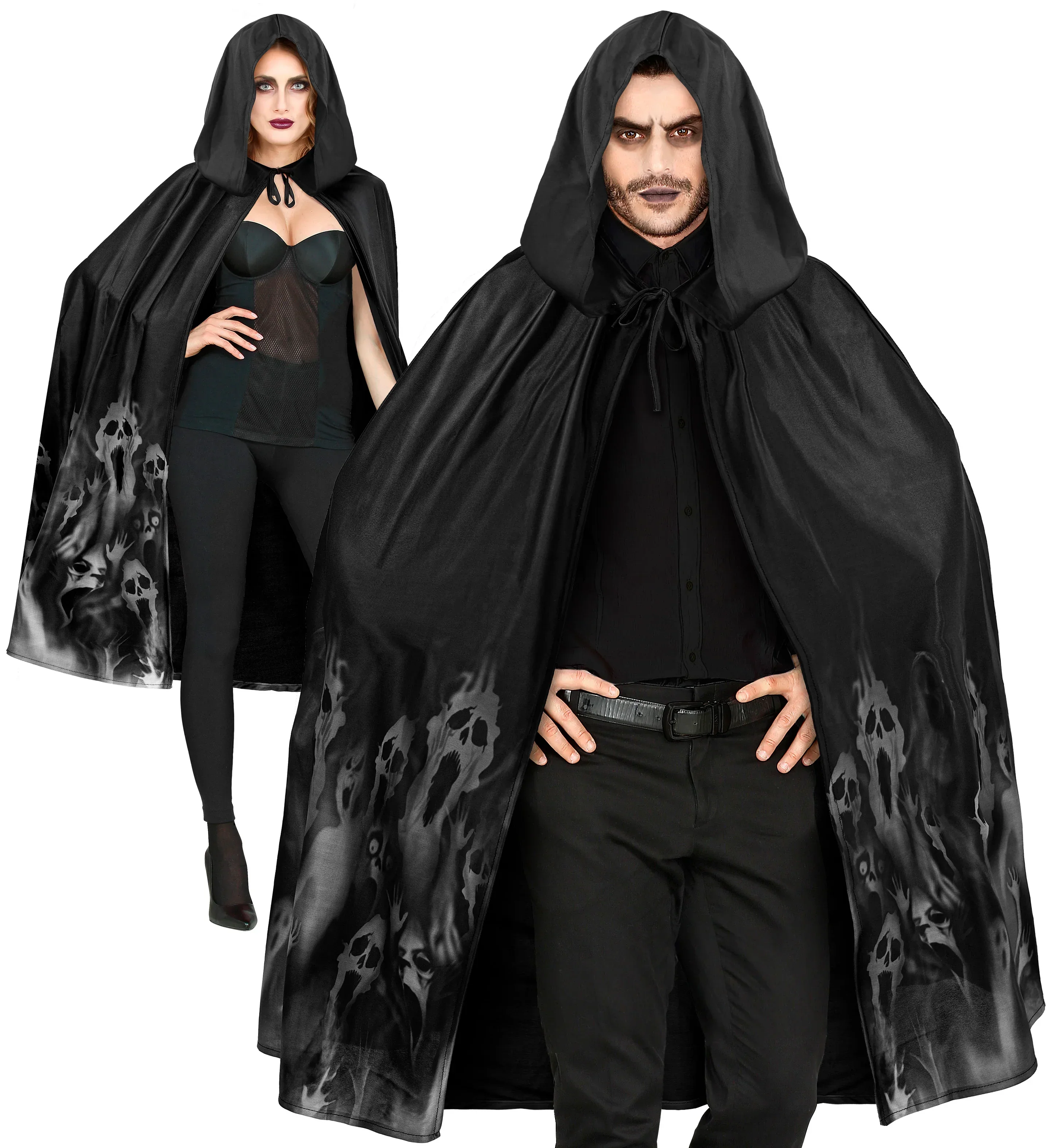 Capa con Capucha Negra con Fantasmas para Adulto - Image 3