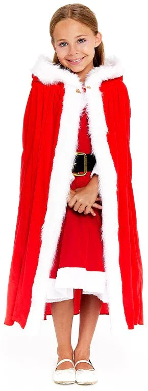 Capa de Mamá Noel con Capucha para Niña - Image 3