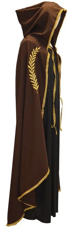 Capa Medieval Marrón con Espigas y Ribetes Dorados - Image 2