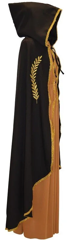 Capa Medieval Negra con Espigas y Ribetes Dorados - Image 2