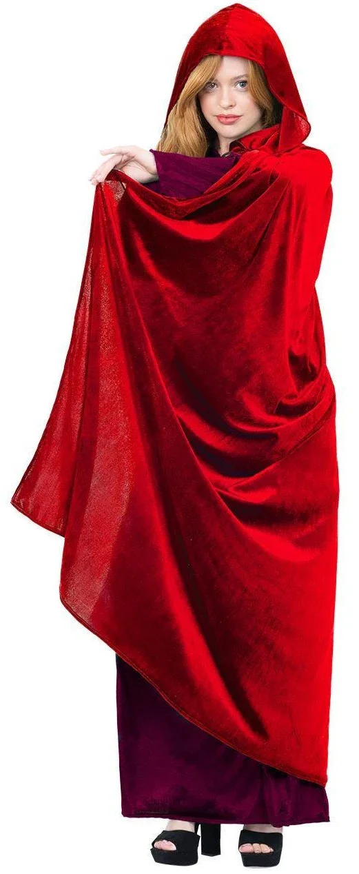 Capa Medieval Roja de Terciopelo con Capucha - Image 2