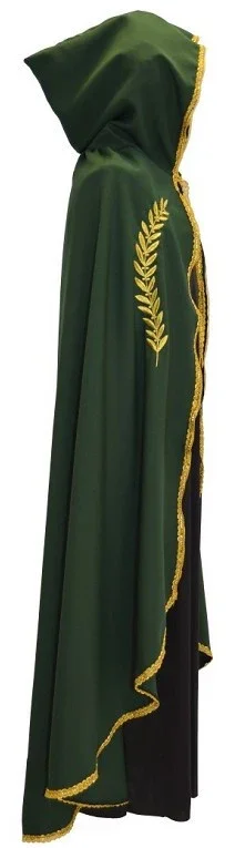 Capa Medieval Verde con Espigas y Ribetes Dorados - Image 2
