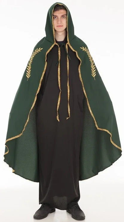 Capa Medieval Verde con Espigas y Ribetes Dorados - Image 3