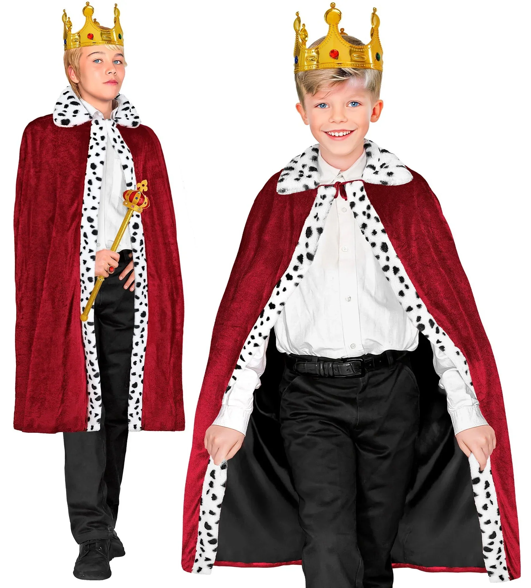 Capa de Rey Granate con Ribete de Dálmata para Niño - Image 3
