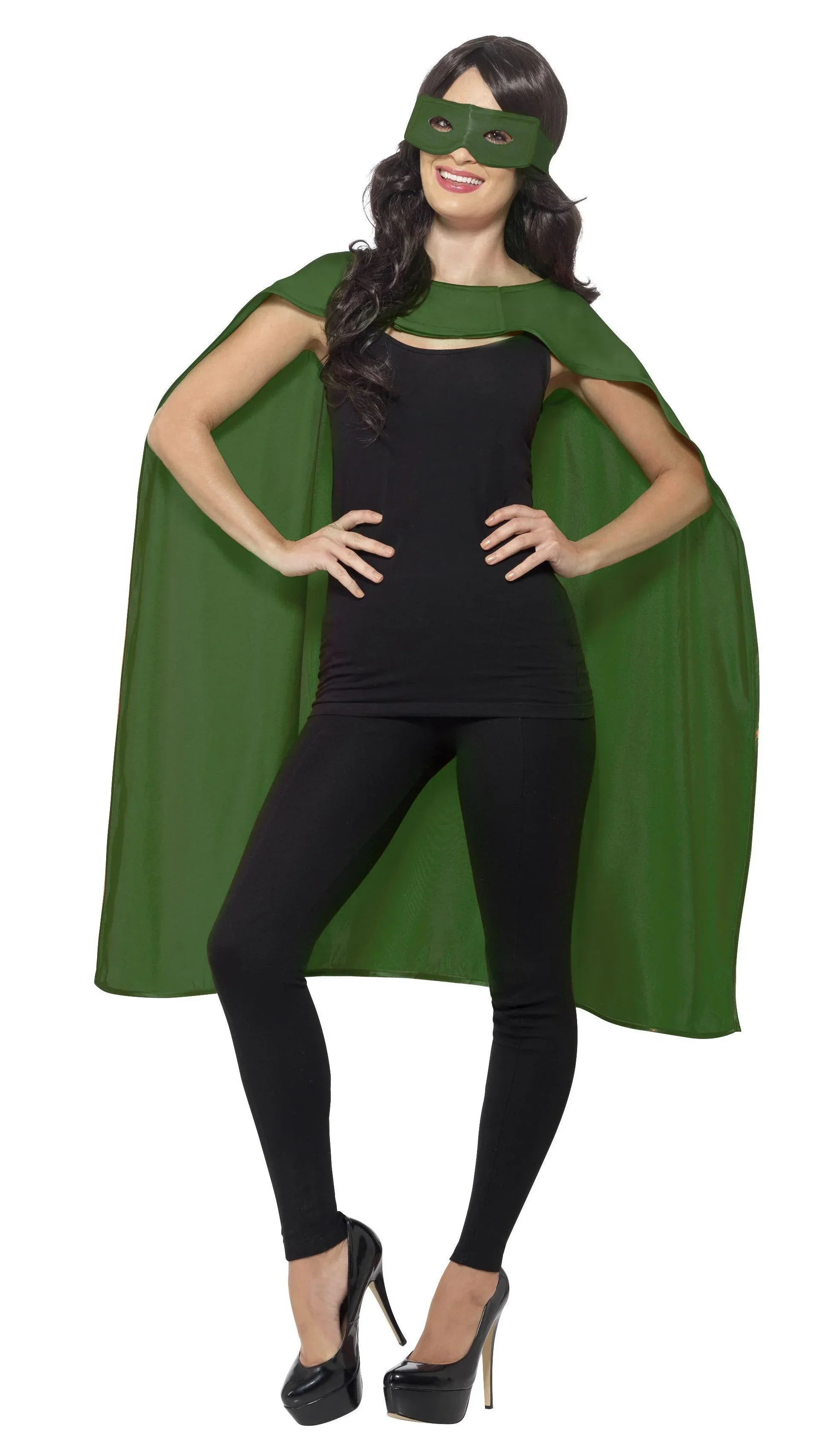 Capa Verde de Superhéroe con Antifaz para Adulto - Image 2