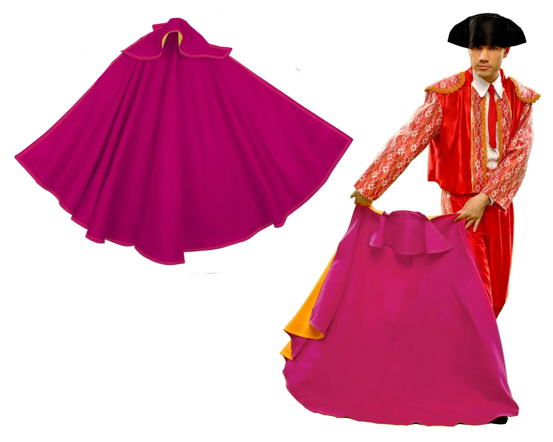 Capote de Torero Rosa y Amarillo para Adulto