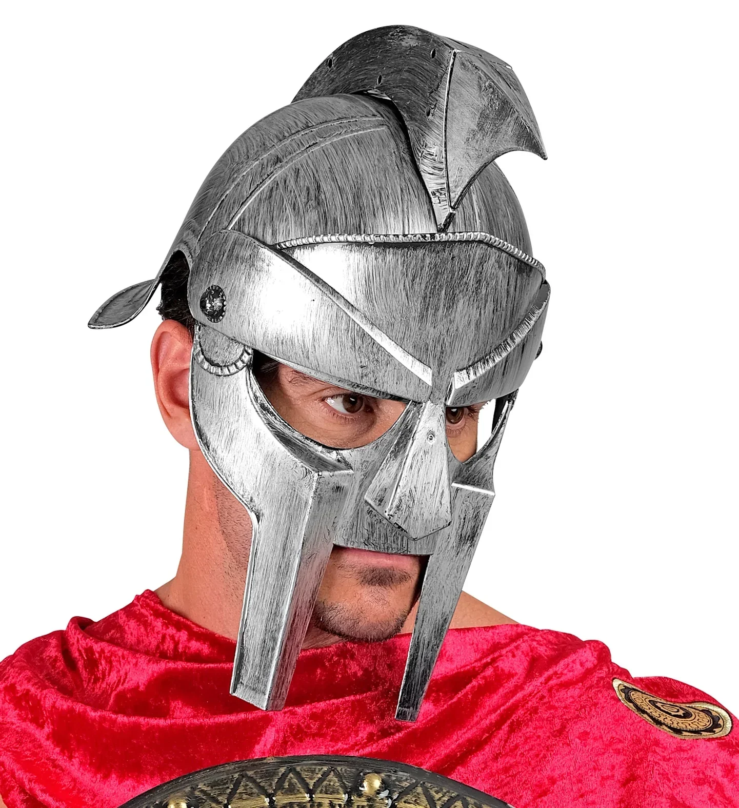 Casco de Gladiator Romano Plateado con Cresta - Image 2