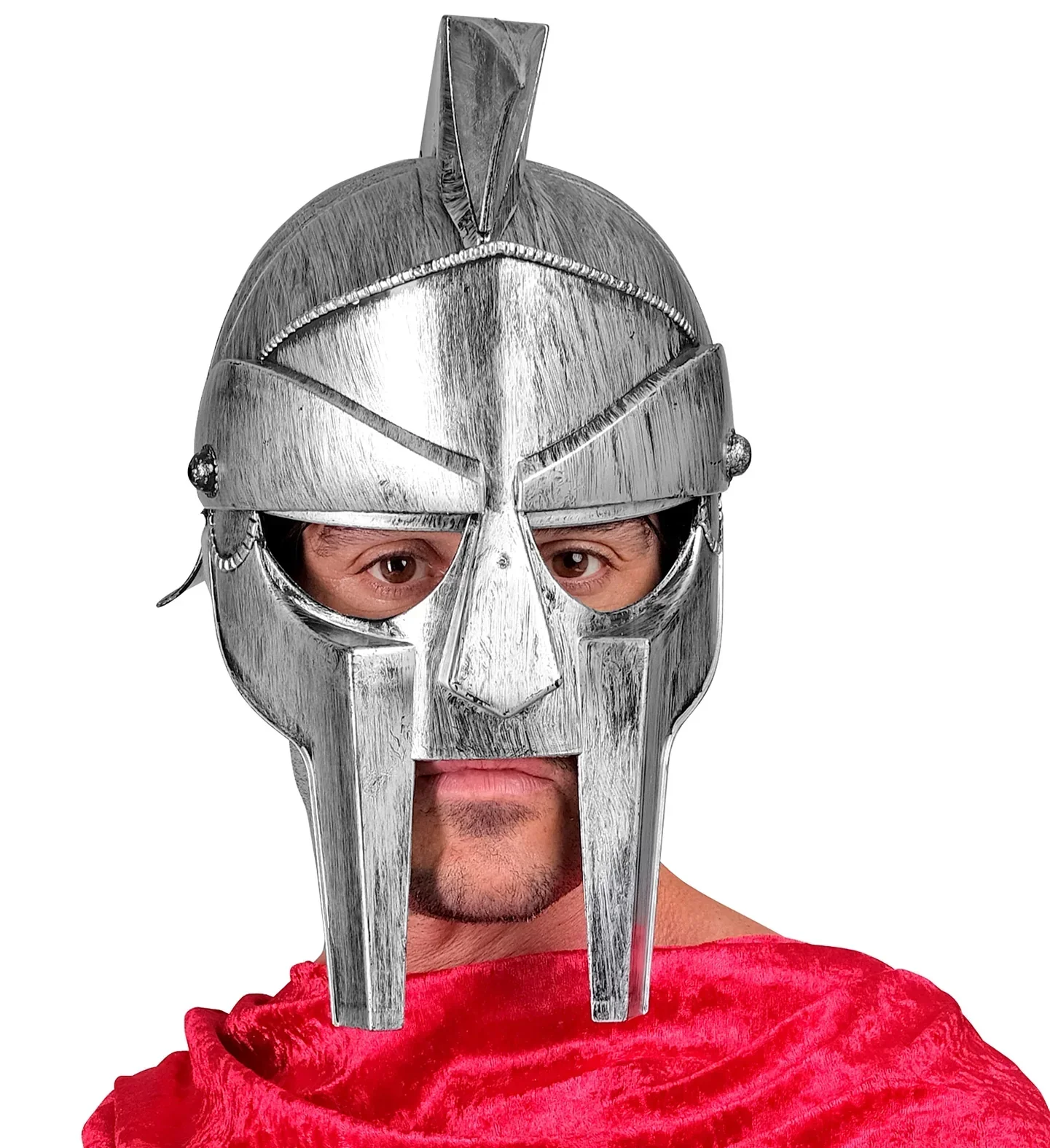 Casco de Gladiator Romano Plateado con Cresta - Image 3